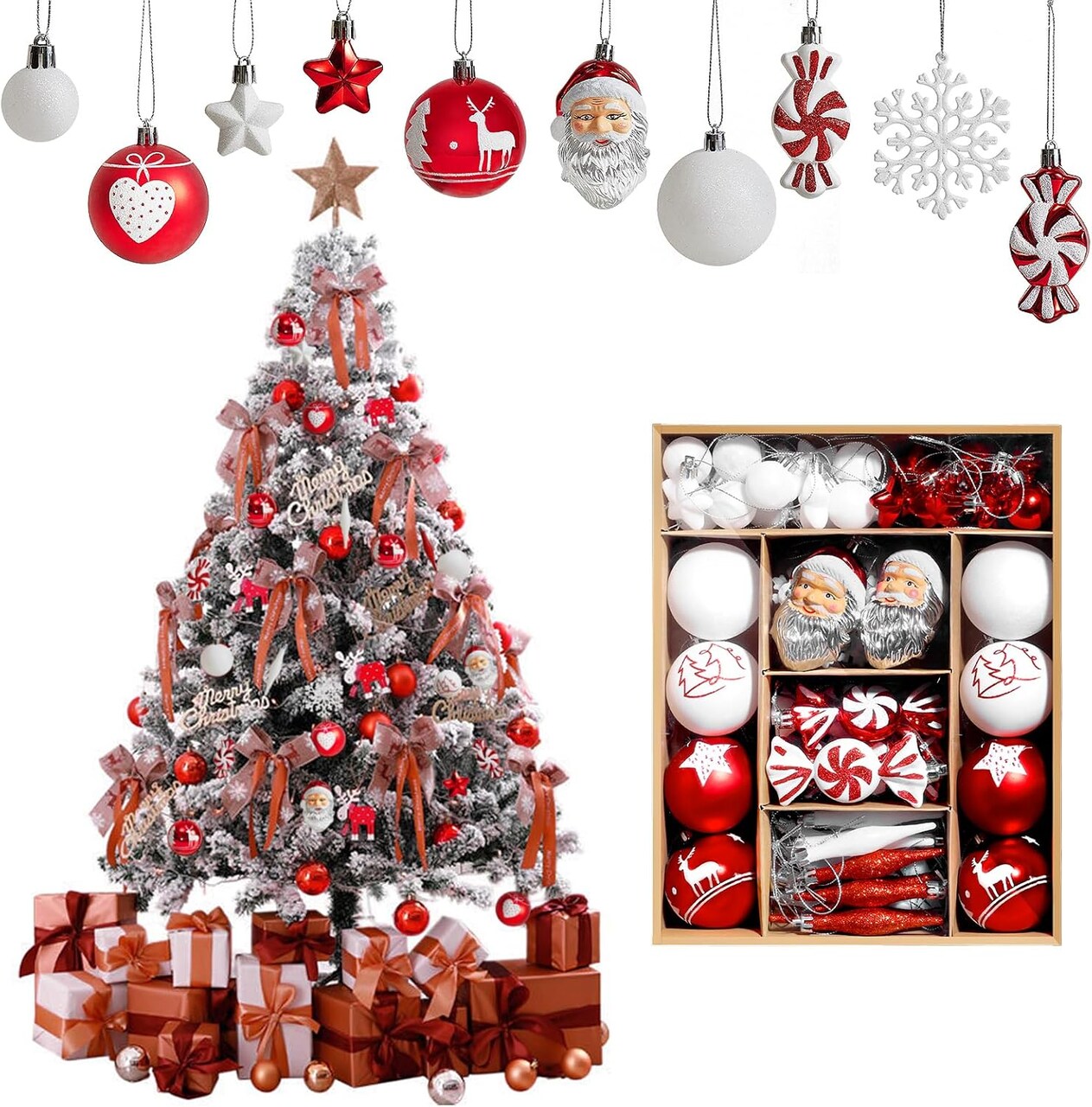 Christmas Tree Ornament Balls Set 70-Pack Colorful Shatterproof